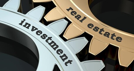 Real Estate investment gearwheels, 3D animation video
