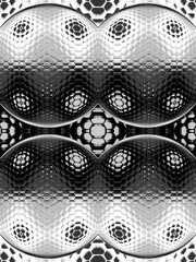 monochrome hexagonal mosaic futuristic designs and repeating patterns on a black and white background