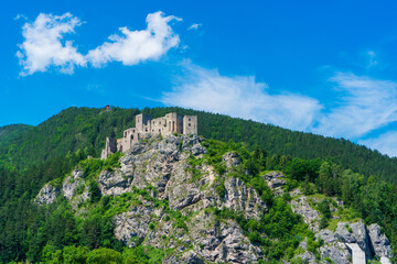 Fototapeta na wymiar strecno castle in summer mountain landscape in slovakia