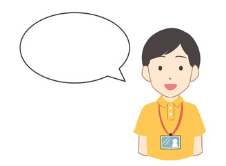 男性介護士　吹き出し(線無し)