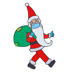 Santa Claus in surgical mask and medical gloves during coronavirus