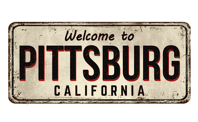 Welcome to Pittsburg vintage rusty metal sign