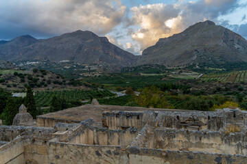Fototapeta na wymiar Ruins of the lower Monastery of Preveli (Monastery of St. John the Baptist), founded in the Middle Ages by a feudal lord named Prevelis, Southern Crete, Greece