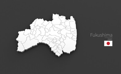 Fukushima City Map. 3D Map Series of Cities in Japan.