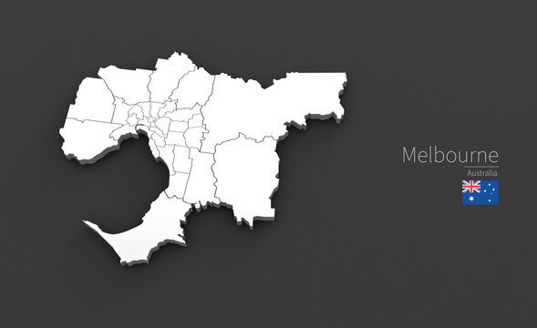 Melbourne City Map. 3D Map Series of Cities in Australia.