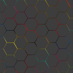 Abstract 3d background of futuristic surface with hexagons.  Honeycomb concept. 