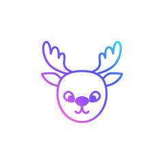 Deer face vector icon for Christmas. Trendy vibrant color gradient. Cute Santa deer isolated on white background