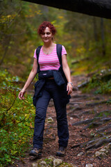 Active hiker woman on a trail