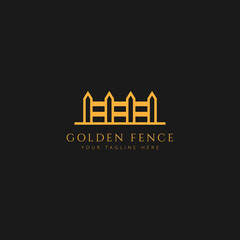 Fototapeta premium minimalist fence logo vector illustration design, premium line art logo template