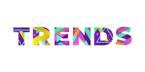 Trends Concept Retro Colorful Word Art Illustration