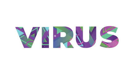 Virus Concept Retro Colorful Word Art Illustration