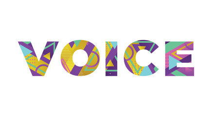 Voice Concept Retro Colorful Word Art Illustration