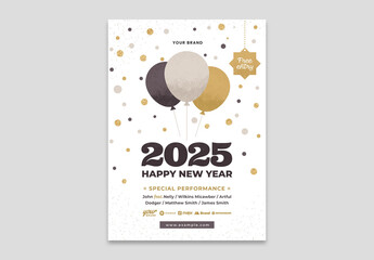 Simple New Year Party Flyer Invite with Minimalist Style