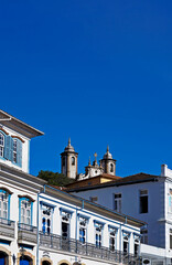Colonial facades in historical city od Ouro Preto, Brazil
