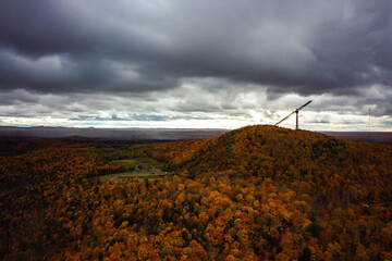 Beautiful view of Copper Peak ski jump and hill sticking up high into the cloudy and overcast sky...