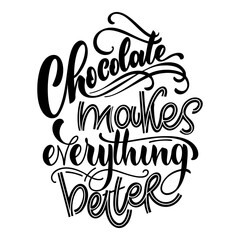 Chocolate hand lettering quote. Warm Christmas winter word composirion. Vector design elements for t-shirts, bags, posters, cards, stickers and menu