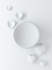 Valentine's Day. Wedding day. Relationship anniversary. White background with hearts. 3d rendering of hearts, a holiday card without inscriptions.