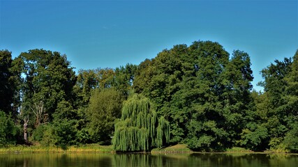 Skaryszewski Park (or Skaryszew Park) and Kamionkowskie Lake - Vistula’s old river bed, now a centre of recreation in Warsaw, Poland.