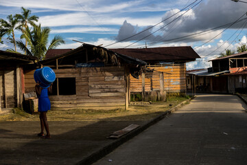 Fototapeta na wymiar Village along Atrato river, Colombia