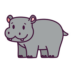 Isolated cartoon of a hippo - Vector illustration