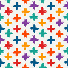 Obraz premium Paint brush strokes seamless pattern. Freehand grunge design background. Dash line motif modern minimal ornament