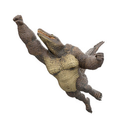 crocodile man is flying up