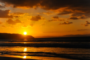Sunset on the beach in Ibiza, Spain