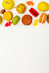 Fototapeta na wymiar French macarons in autumn colors