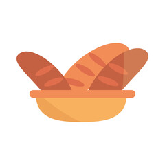 baked breads in plate food menu in cartoon flat icon