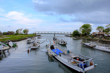 Fototapeta premium Pinrang, Sulawesi Selatan Indonesia. Portrait of a fishing boat. February 24 2014