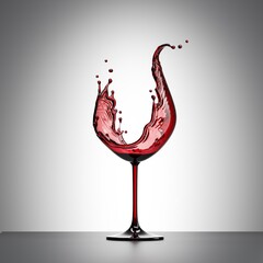 3d render, red wine splash in the shape of wineglass, alcohol drink liquid splashing clip art isolated on white background - obrazy, fototapety, plakaty