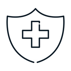 health medical shield cross protection line icon