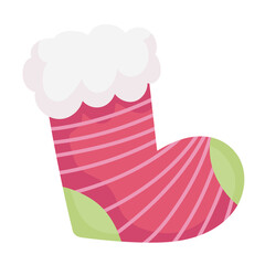 merry christmas, striped stocking decoration icon design