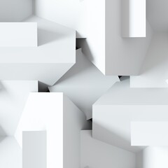 White 3d geometric background with center. Multifaceted banner. White enlarged abstraction. Background centrifuge simulating a chamber shutter or decorative frame. Background. 3d render