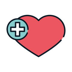 Obraz premium health medical heart cross line and fill