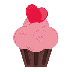 valentines day, sweet cupcake with heart romantic design