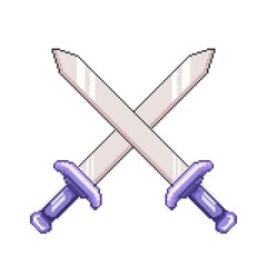Crossing Metalic Swords Pixel Art Illustration