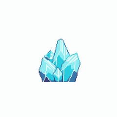 Pixel Art Blue Crystal White Background