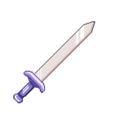 Sword Pixel Art Illustration White Background
