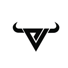 abstract letter d v triangle bull head black logo