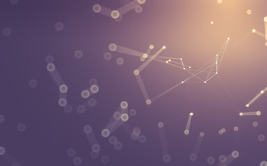 Abstract background. Molecules technology with polygonal shapes, connecting dots and lines. Connection structure. Big data visualization.