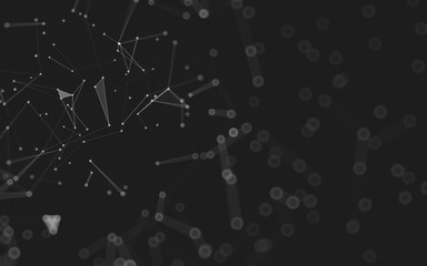 Abstract background. Molecules technology with polygonal shapes, connecting dots and lines. Connection structure. Big data visualization.