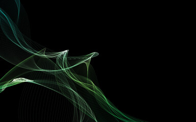 Dark abstract background with a glowing abstract waves