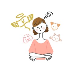 犬や猫にお金がかかることを悩んでいる女性