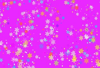 Light Multicolor vector background with xmas snowflakes.