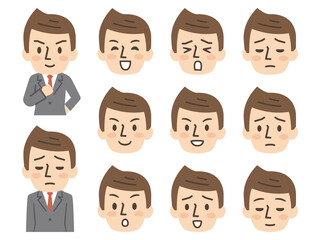 男性の表情のバリエーションセット
