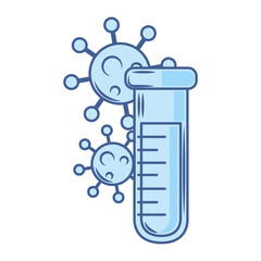 covid 19 coronavirus investigation test tube chemistry analysis blue icon