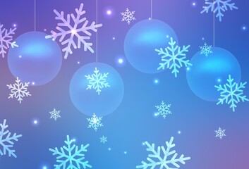 Light Pink, Blue vector background in Xmas style.