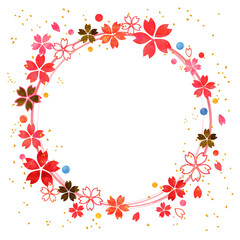 桜_水彩_ピンク_丸フレーム_飾り