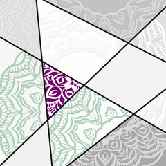 Geometric mosaic with mandala elements. Vector illustration